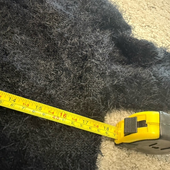 Frenchi L EUC super fun black and Light Gray really Fuzzy Cardigan - Picture 7 of 13